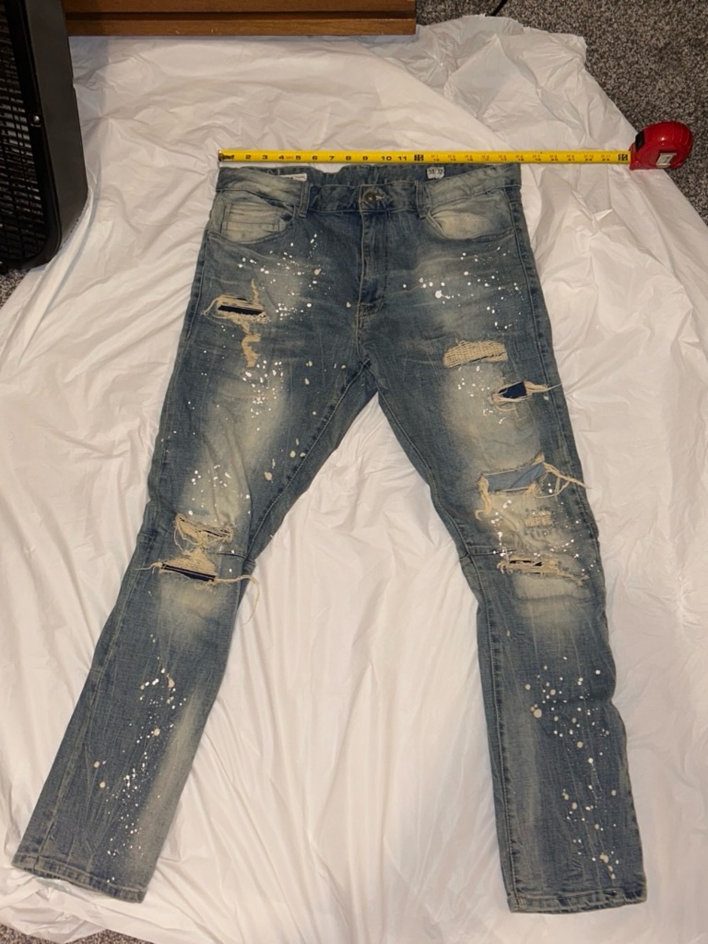 Smoke Rise paint splatter jeans: